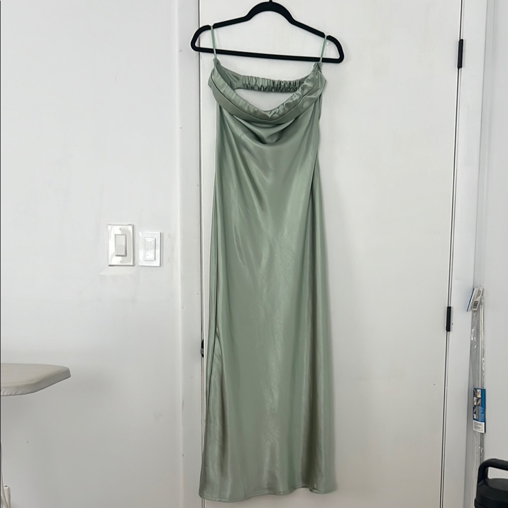 Elegant Green Satin Dress